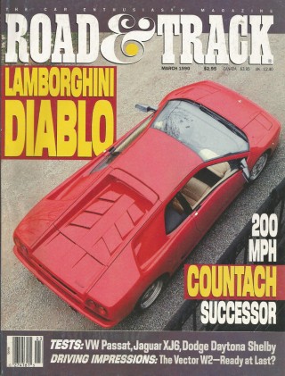 ROAD & TRACK 1990 MAR - DIABLO, VECTOR W2, SHELBY